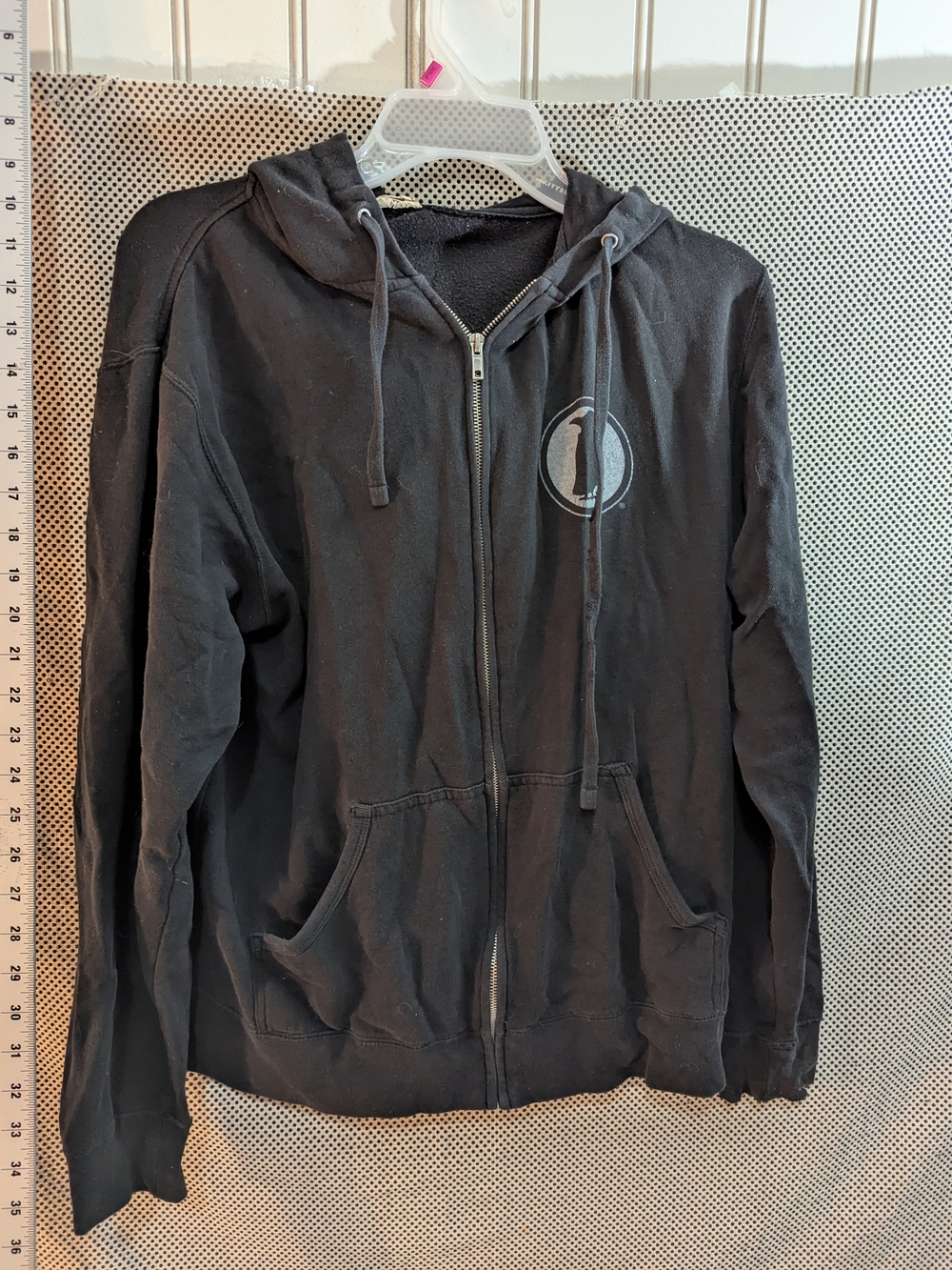 Black Zip-Up Hooded Jacket with Subtle Logo